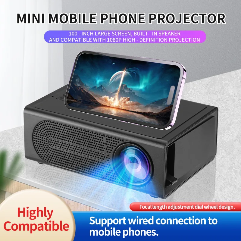 

M200 Portable Mini Projector LED Mobile Phone Home Cinema Wired Mobile Phone Same Screen Support 1080p