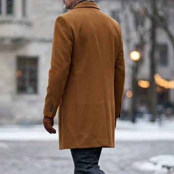 Men's Long Knee-Length Double-Breasted Trench Coat 5 New Men's Trench Coat Double Breasted Winter Jacket Business Casual Men's Long Knee-length Jacket Street Wear Male Coats 5