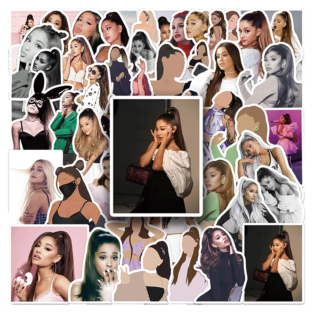 10/30/50pcs Ariana Grande Singer Pop Music Stickers Cute Girl Aesthetic Sticker Decoration Water Bottle Phone Case Diary Decals