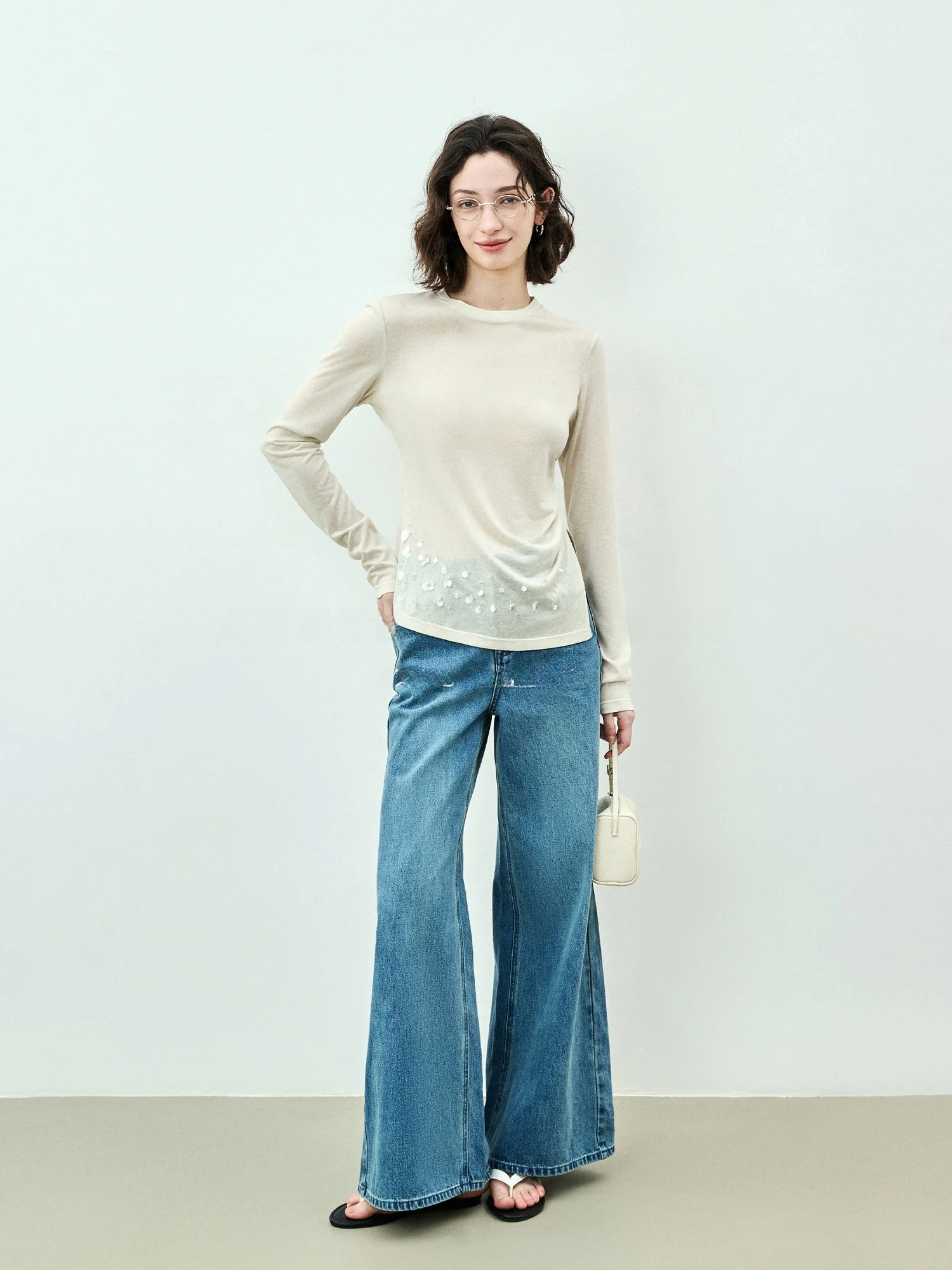 

SUK Star River Found! Long Sleeve round Neck T-Shirt Women's Versatile Slimming Top Spring New Design Skin-friendly Breathable