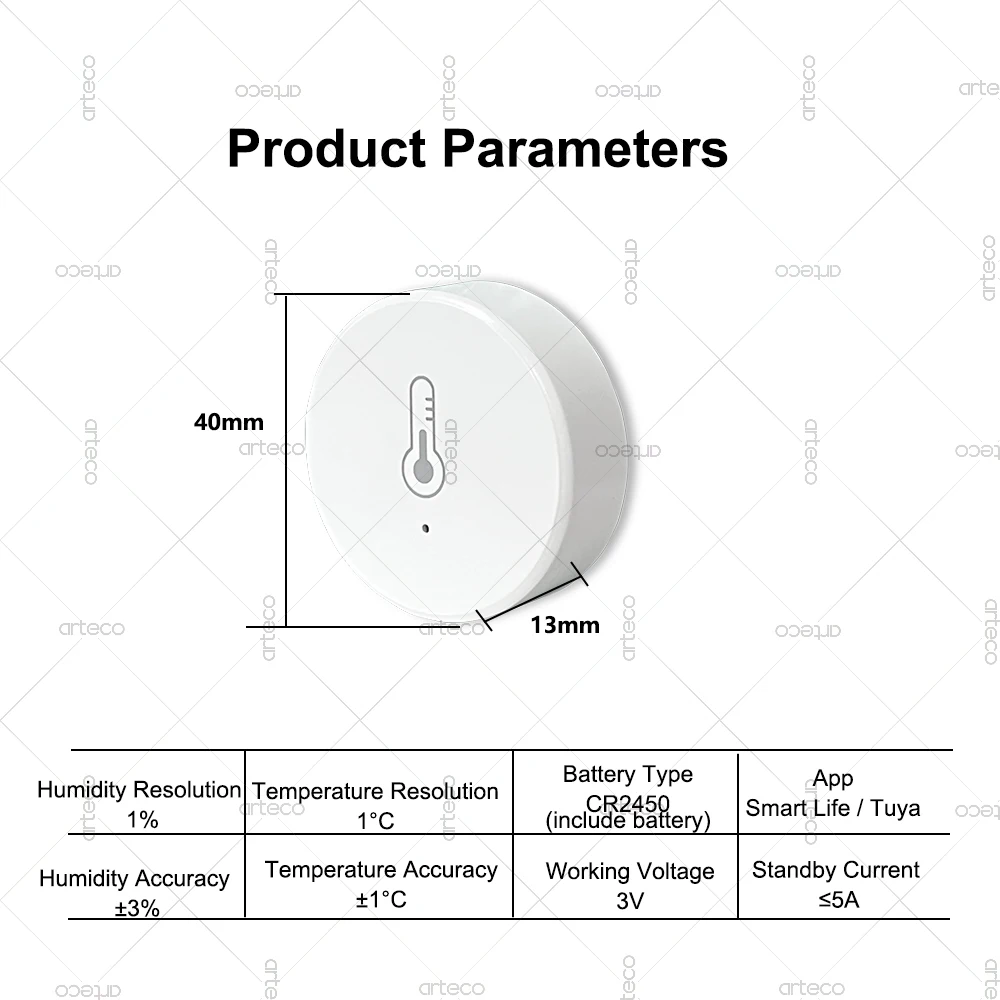 Zigbee 3.0 Temperature And Humidity Sensor Remote Monitor By Smart Life APP Battery Powered Works With Alexa Google Home Z2M