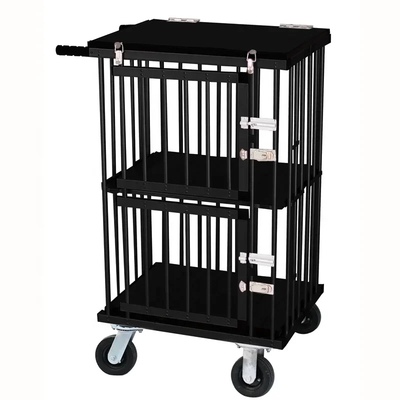 

Aluminum Dog Show salon Portable Light-weighted aluminum pet trolley Cage Large space carrier four wheel pet trolley