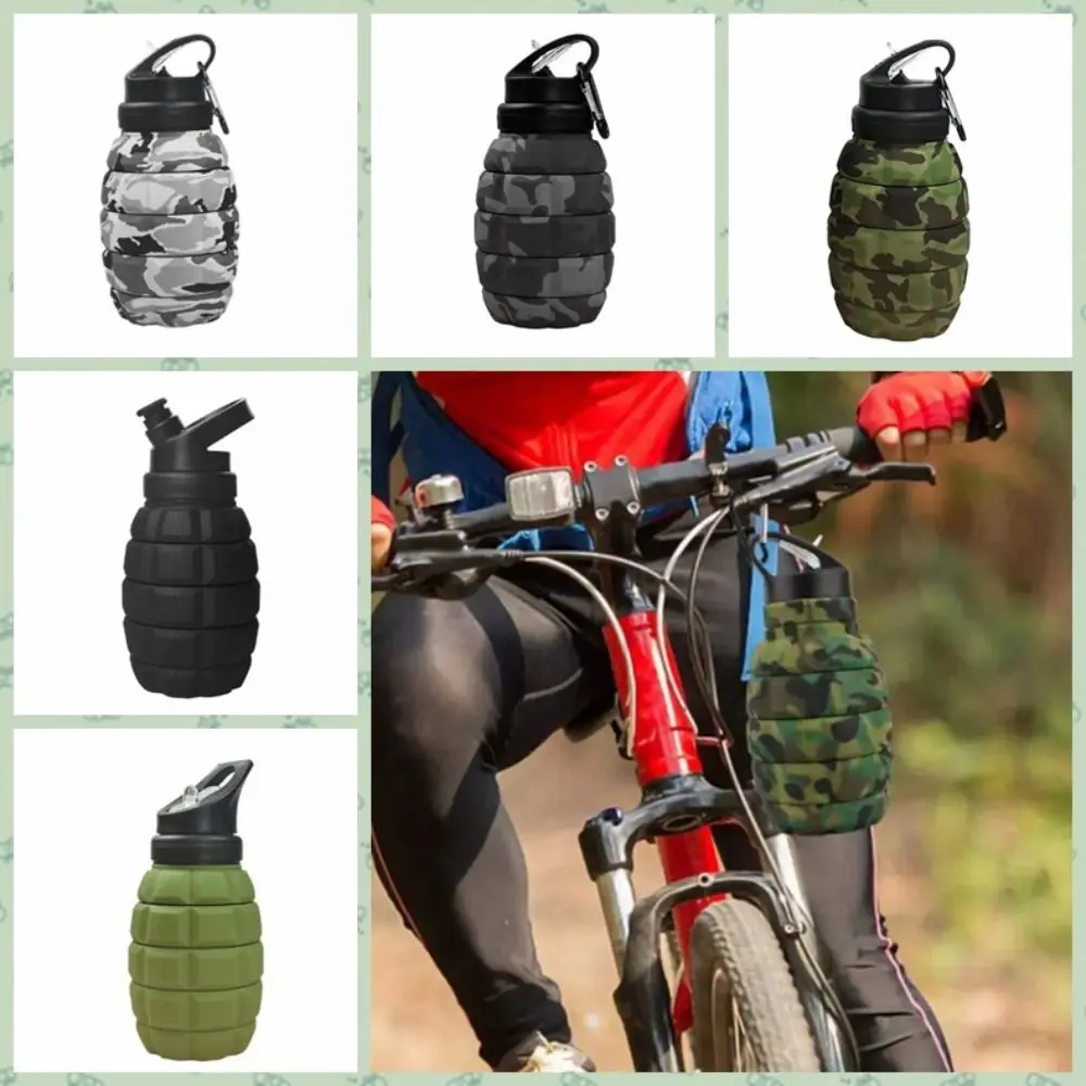 Silicone Retractable Grenade Water Bottle 580ML Collapsible Sports Water Bottle Camouflage High Temperature Resistant