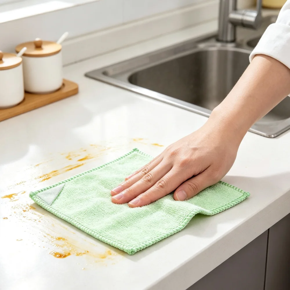 Bamboo‑Viscose Terry Dish Cloths, Oil‑Resistant Super Absorbent Kitchen Cleaning Rags, Lint‑Free Reusable Dish Towels, 4‑Pack Assorted Random Colors