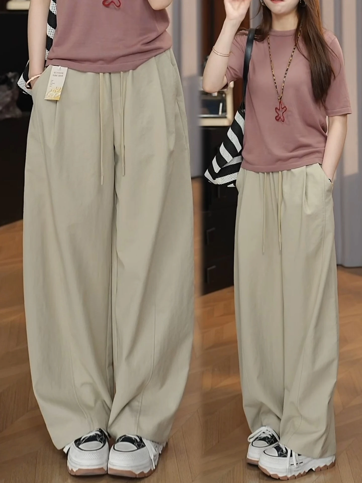 

Женские повседневные брюки с высокой талией и широкими штанинами, прямые, эластичные, свободного кроя, весна-лето 2026, новый стиль