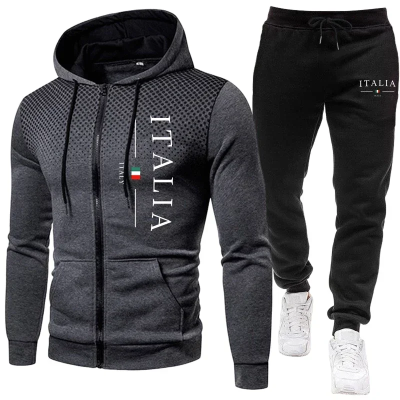 

Men's Tracksuit Autumn Winter Zipper Hoodie Sweatpants Set Urban Casual Jogging Suit Sporty Daily Training Outfits