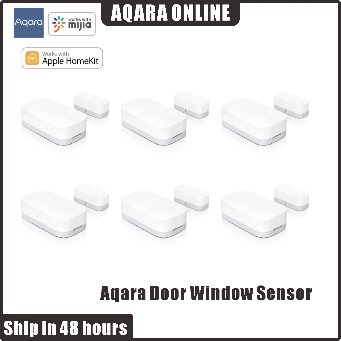 Aqara-mini sensor de porta e janela inteligente, zigbee, conexão sem fio, trabalhar com mi home app, para android e ios