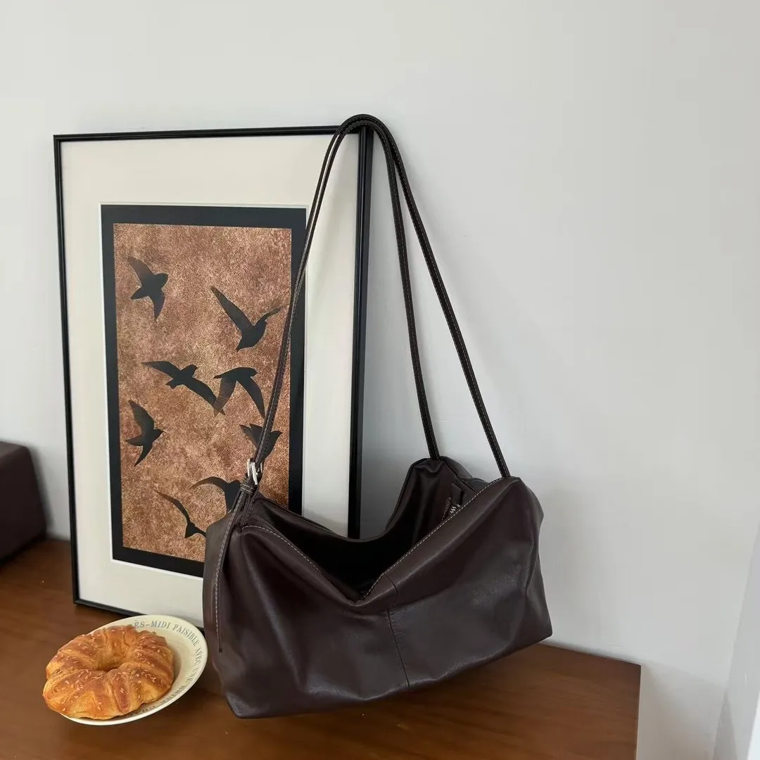 

FIRMRANCH Lazy, большая вместительная стильная сумка Boston, мягкая кожаная женская сумка на плечо, подмышки, диагональная подушка, сумка для фитнеса