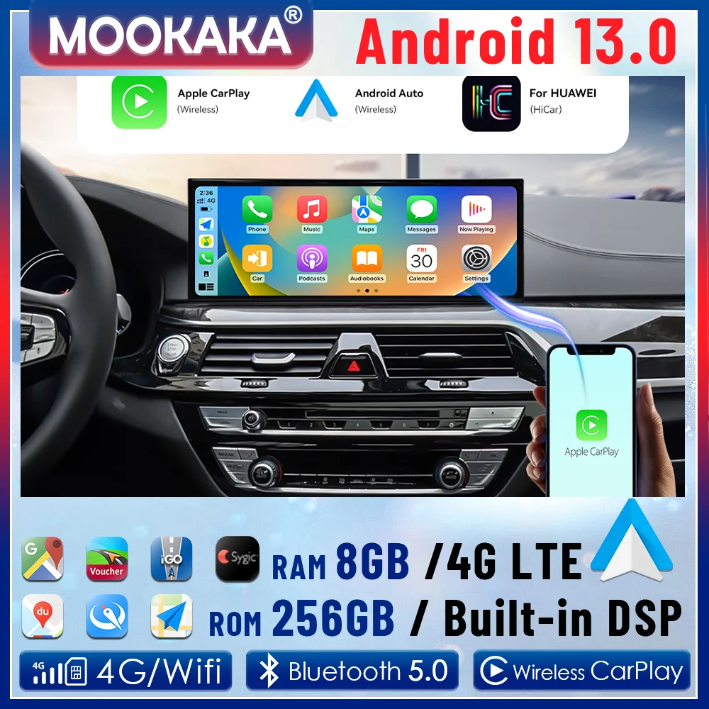 

Android Auto GPS Navigation Carplay For BMW 5 Series G30 2018 Car Radio Stereo Multimedia Player 15.8" Screen Auto Headunit DSP