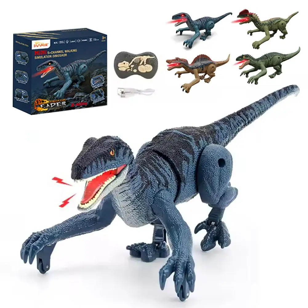 Children's Remote Control Dinosaur Toys Simulation Velociraptor Tynosaurus Rex Speak Out Shine Electric Dinosaur Toys For Gift