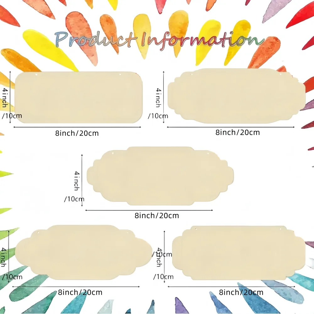 Blank Rectangle Oval Hanging Wooden Banner with Rope, Suitable for Painting Writing DIY Crafts Holiday Decoration Door Sign