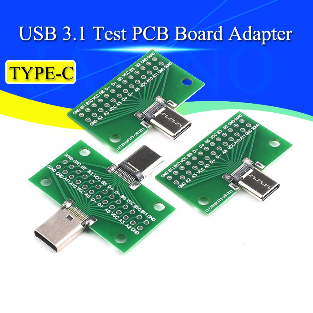 Javino Type-C męski na żeński USB 3.1 Test PCB Board Adapter Type C 24P 2.54mm Gniazdo złącza do przesyłania danych przez kabel linii danych