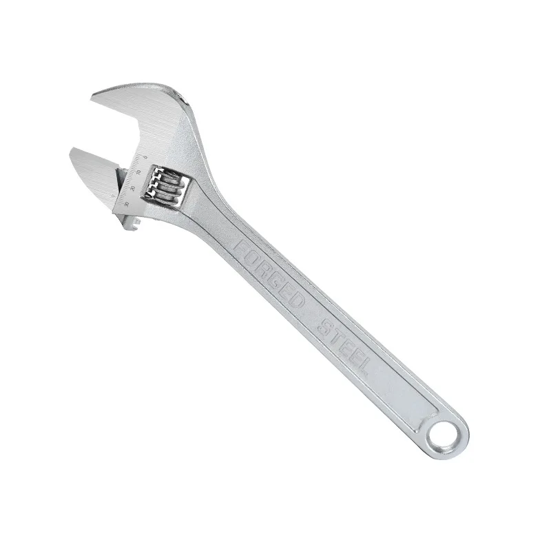 Nickel-plated Adjustable Wrench Large Openin Long Handle Universal Spanner Forged Steel Mechanical Workshop Hand Repair Tools