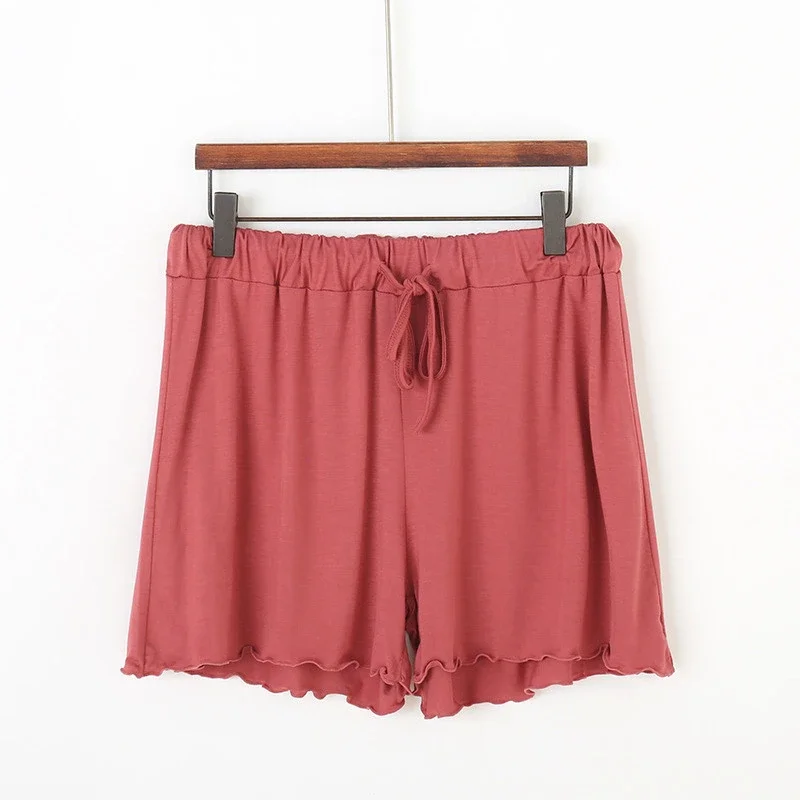 

Women Summer Sleep Bottoms Classic Empire Simple Basic Modal Homewear Solid Drawstring Sleepwear Soft Elastic Waist Shorts Ins