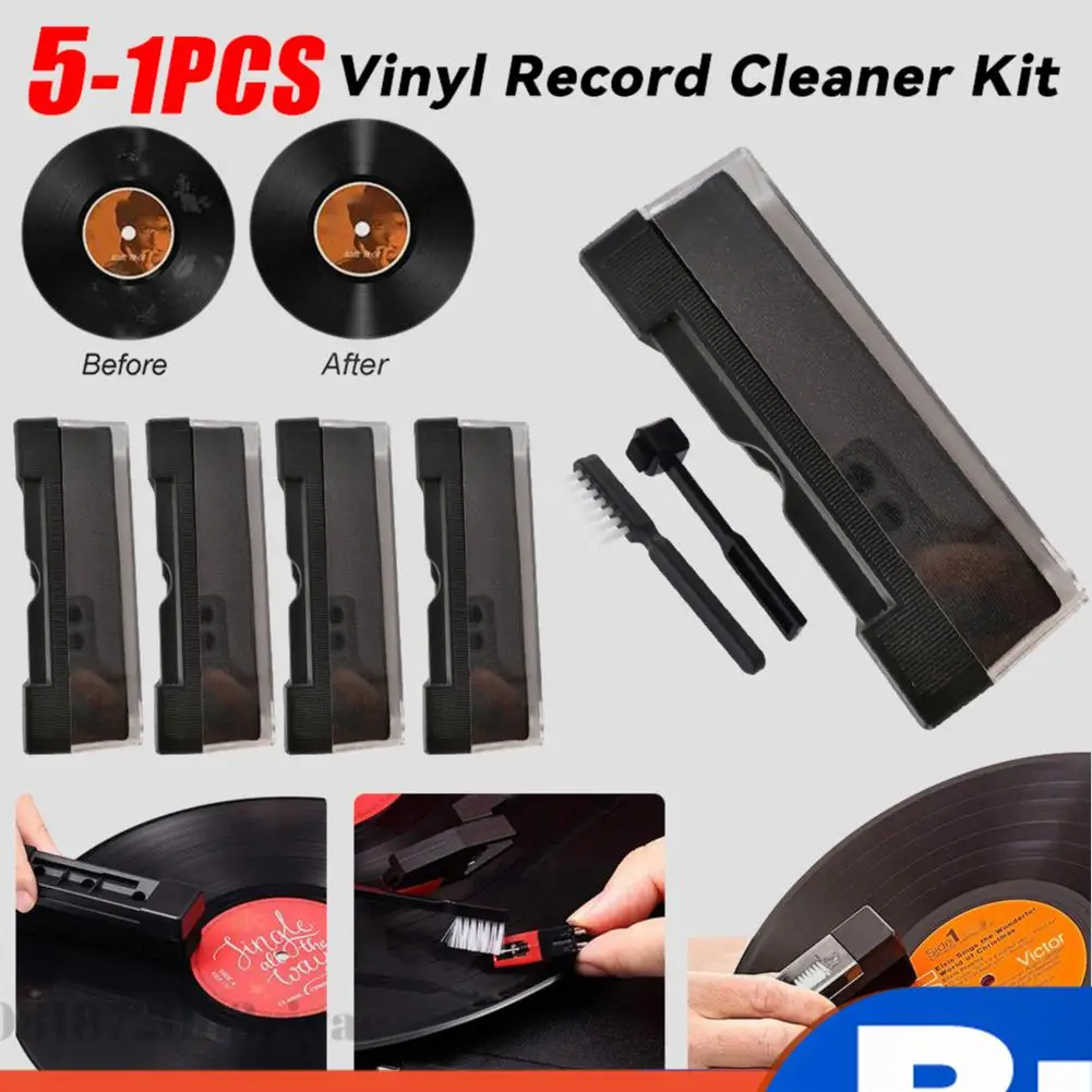 5-1Set Vinyl Records Cleaner Kit Anti Static Cleaning Brush Dust-Remover for LP Phonograph Record Turntables Cleaning Brush Kits