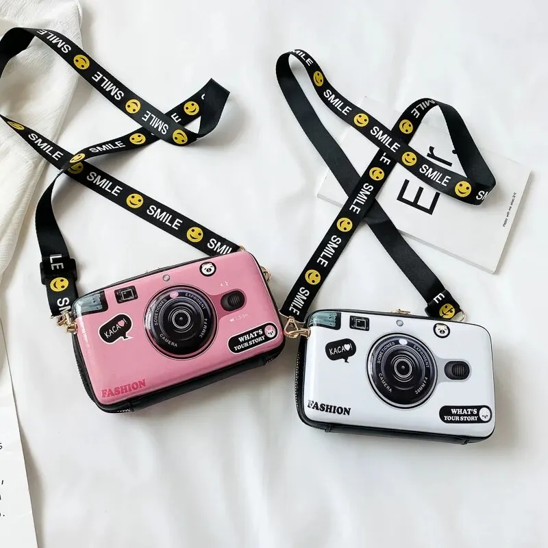 Versatile borsa a tracolla obliqua con una spalla per le donne borsa a colori con Design della fotocamera di personalitร fresca alla moda Mobile