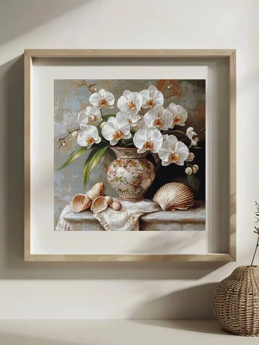 1 Stück 30x30 cm/11,8 Zoll Phalaenopsis Gestempeltes Kreuzstich-Set DIY-Kit 11/14/16CT DIY-Stickset DIY-Kreuzstich-Set – Detail 1