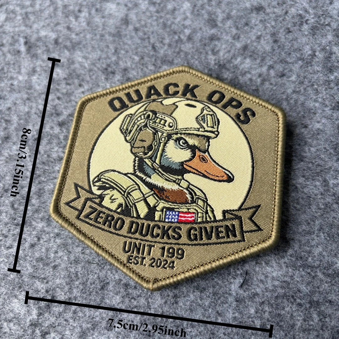 "Quack Ops" Taktischer Enten-Stickerei-Aufnäher mit Klettverschluss für Rucksack, Weste, Hut und Kleidung – Detail 3