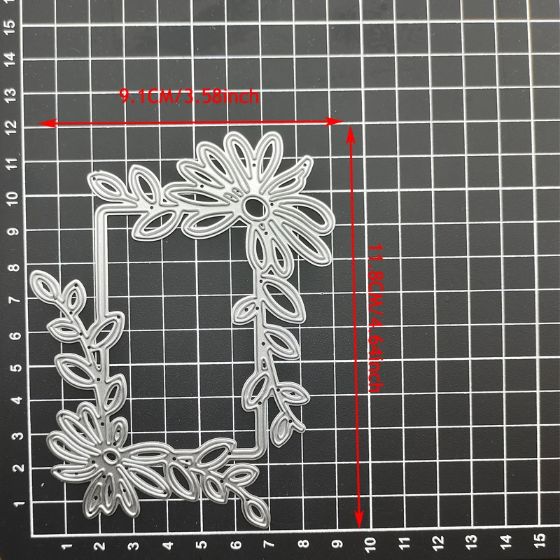 Rectangle Borde Flower Metal Cutting Dies Scrapbooking stamps embossing paper Cards border template punch Stencil DIY