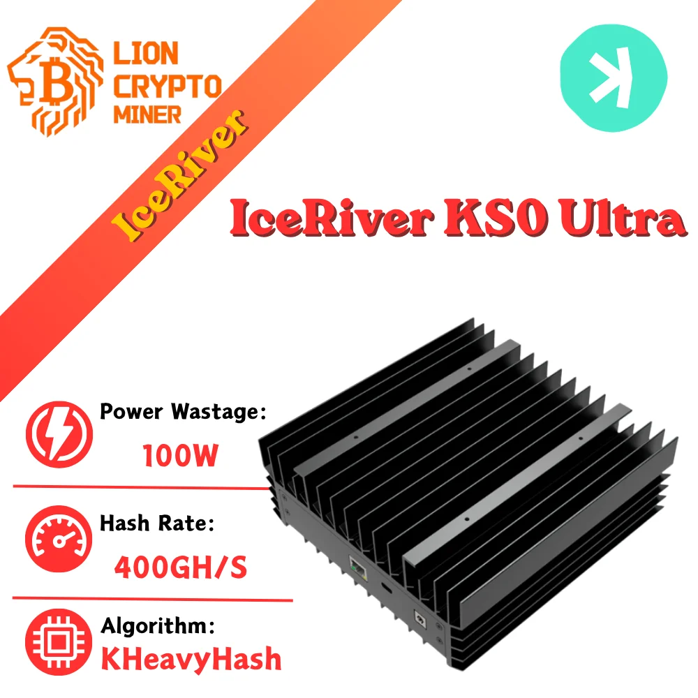 Lion ASIC Miner Used IceRiver KS0 Ultra 400Gh/s 100W KAS Crypto Miner US/EU/AU Plug