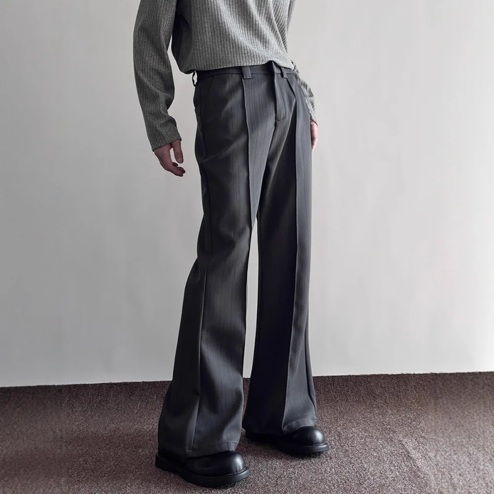Mens Mens Black Flare Trousers Casual Loose Bottoms Daily Wear Business Fashion Comfortable Polyester Fabric Spring Style Pants - Aliexpress Deal