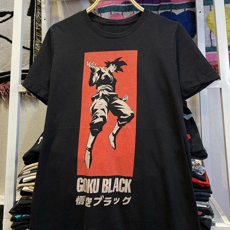 Bandai Japanese Vintage Dragon Ball Son Goku T-Shirt, Heavy Cotton Retro Anime Short Sleeve, Trendy Streetwear