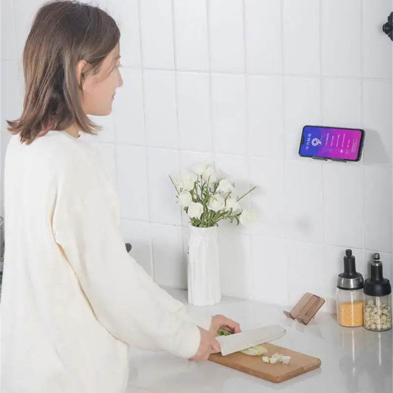 1pcs Home Multifunctional Wall-mounted Mobile Phone Bracket Non-perforated Bedside Charging Bracket Power Storage And Finishing