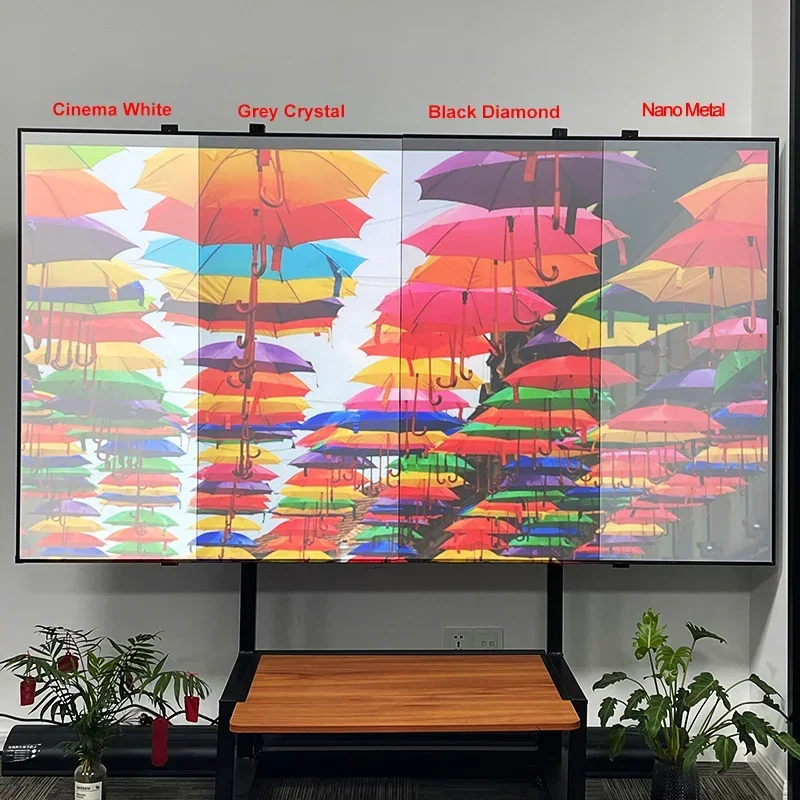 Projection Screen Fabric Free Sample Curtain Material ALR PET Crystal T Prism Nano Black Diamond Grey Crystal Cinema White Etc.
