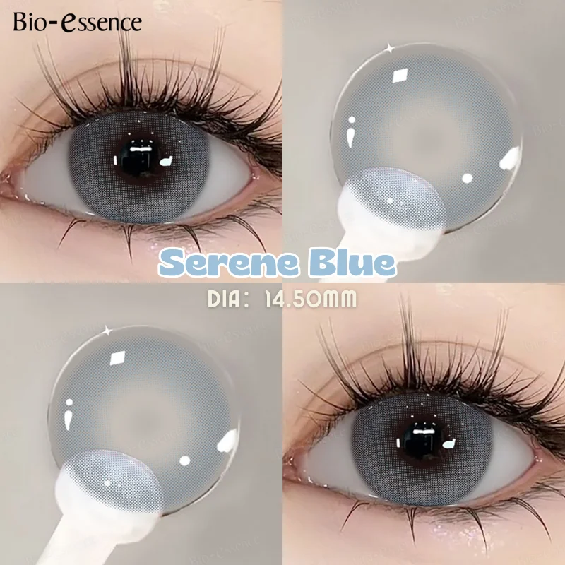 Bio-essence 2Pcs Blue Green Contact Lenses Yearly New Pinky Lens Brown Colored Cosmetics Gray Big Eyes Korean Student Pupil