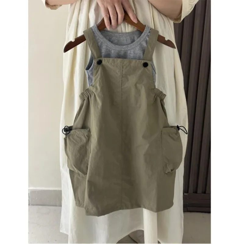 

Girls' Dress Set Summer New Children's Large Pocket Strap Dress+Tank Top T-shirt 2-piece Set