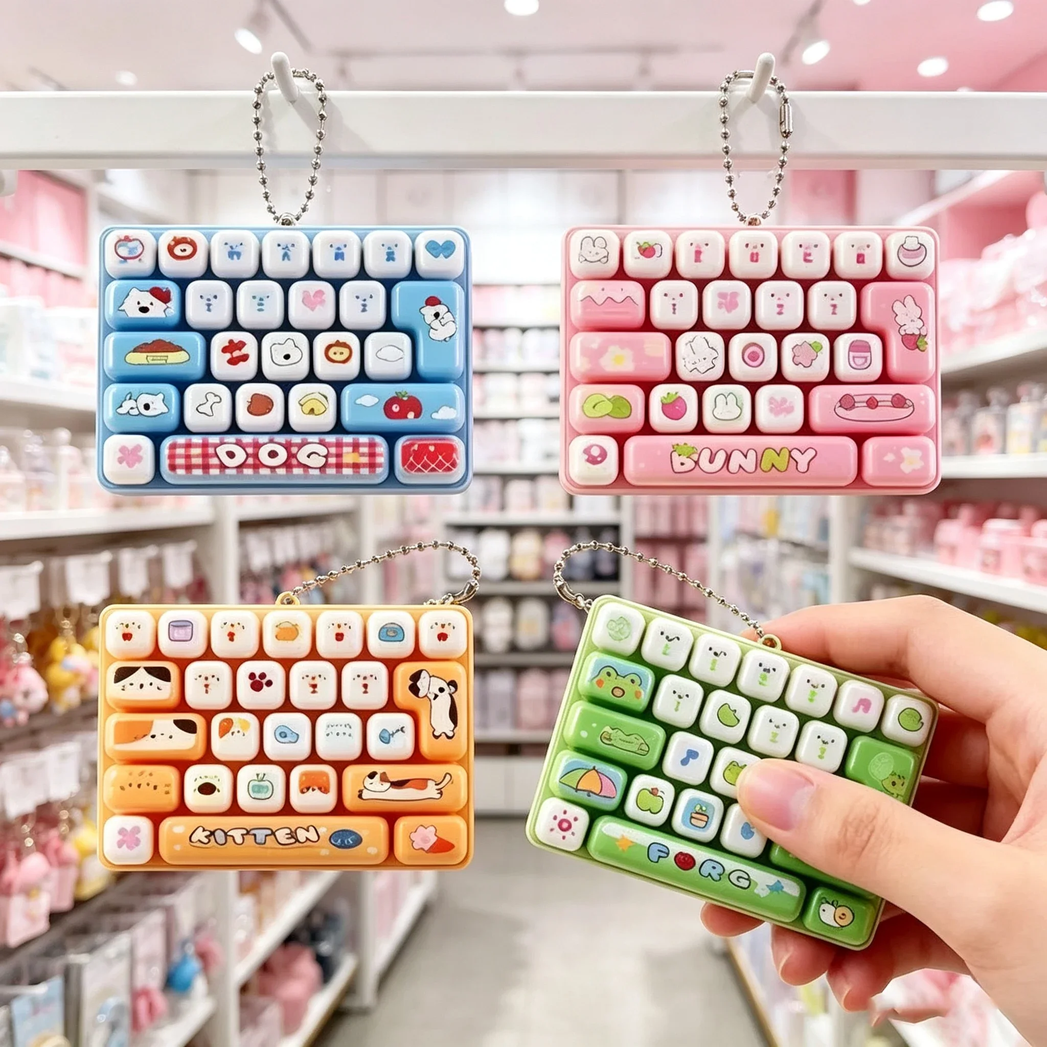 Hot Mini 26-key Key Caps Clicker Keychain Mini 26-piece Set Keycap Clicker Anti-stress Keyboard Keyrings for Bag Charms 키캡 키링