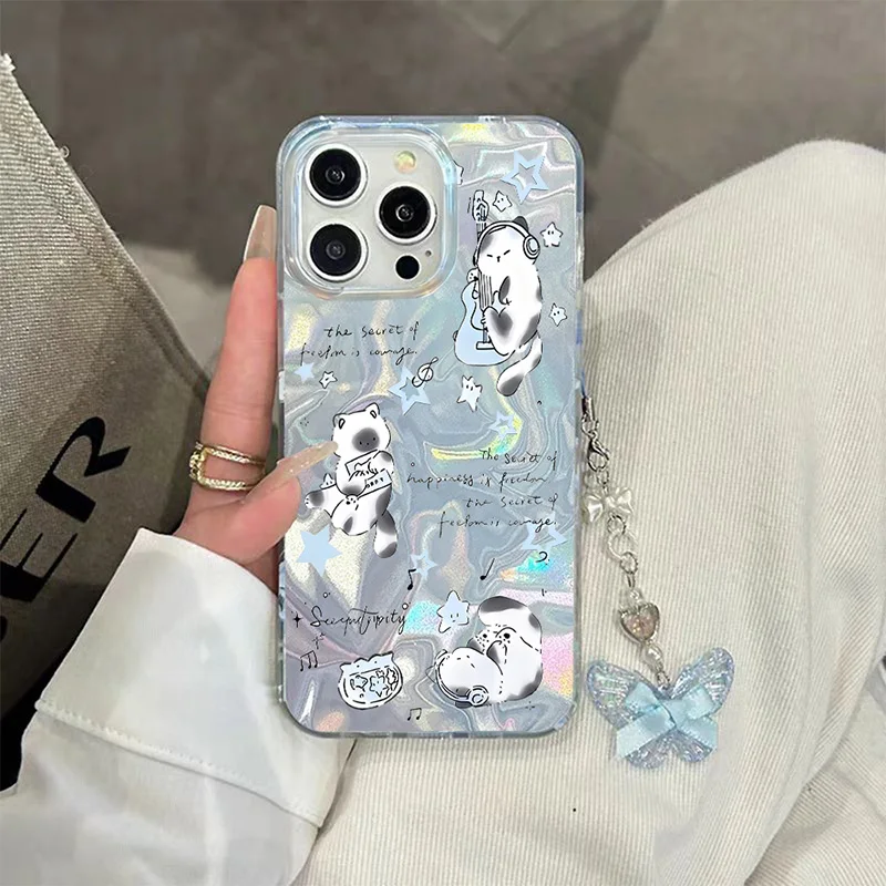 Love Heart Butterfly Bowknot Pandent Case For OPPO Reno 14 14F 13 12 FS 13F 12F 11F 11 10 Pro 5G 7 6 5 Find X3 Lite Phone Cover