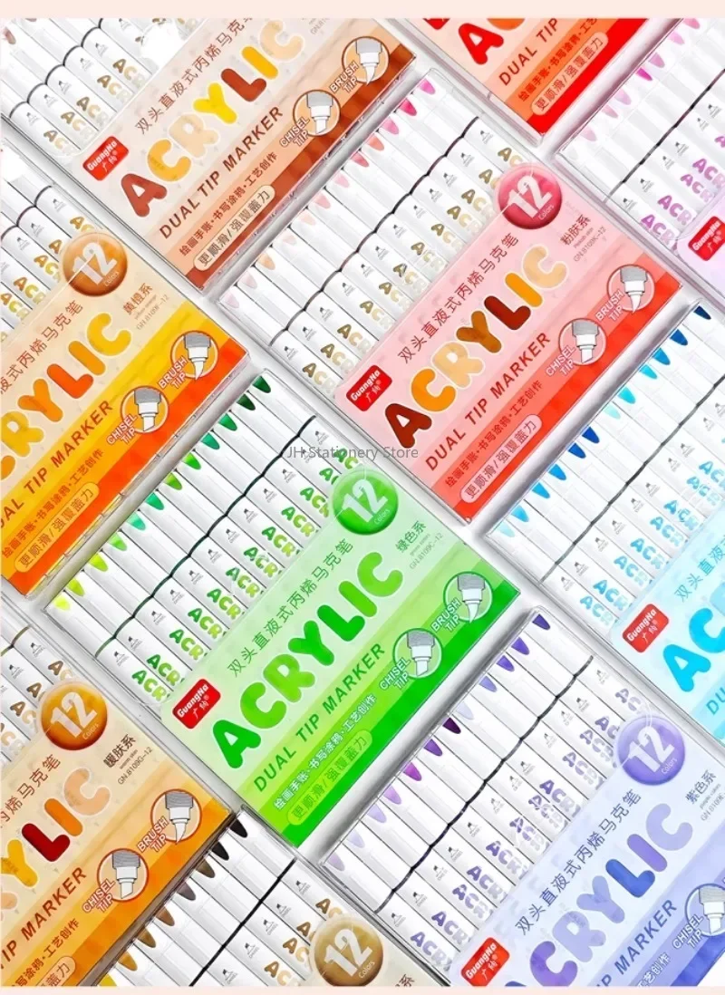 GuangNa Dual Tip Neuer drückenfreier Student Malerei Handzeichnung Acryl Marker Gerader flüssiger wasserdichter Graffiti-Stift – Detail 28