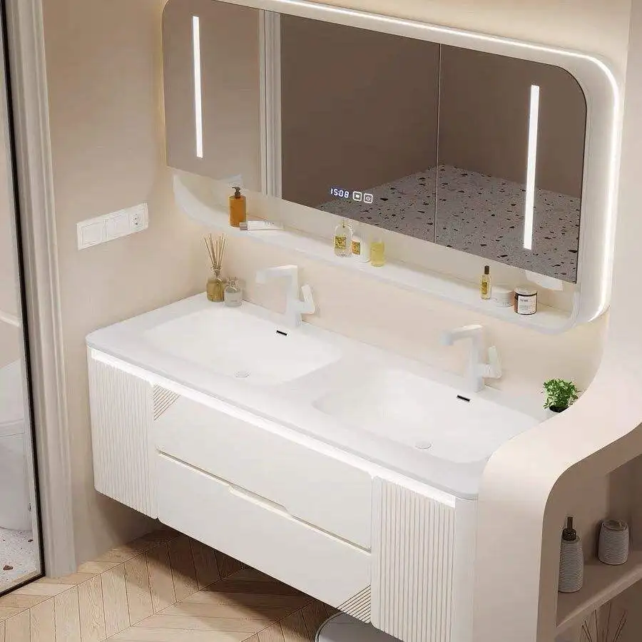 Bathroom Vanity Cabinet with Mirror and Sink for Apartment and Hotel Bathrooms