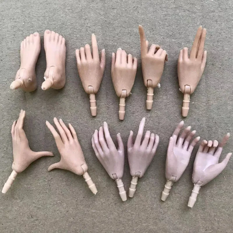 Universal 1/6 Doll Hands DIY Doll Decors Fashion Gesture Doll Hands Feet Accessories White Beige Color Doll Parts Girl Gifts Toy