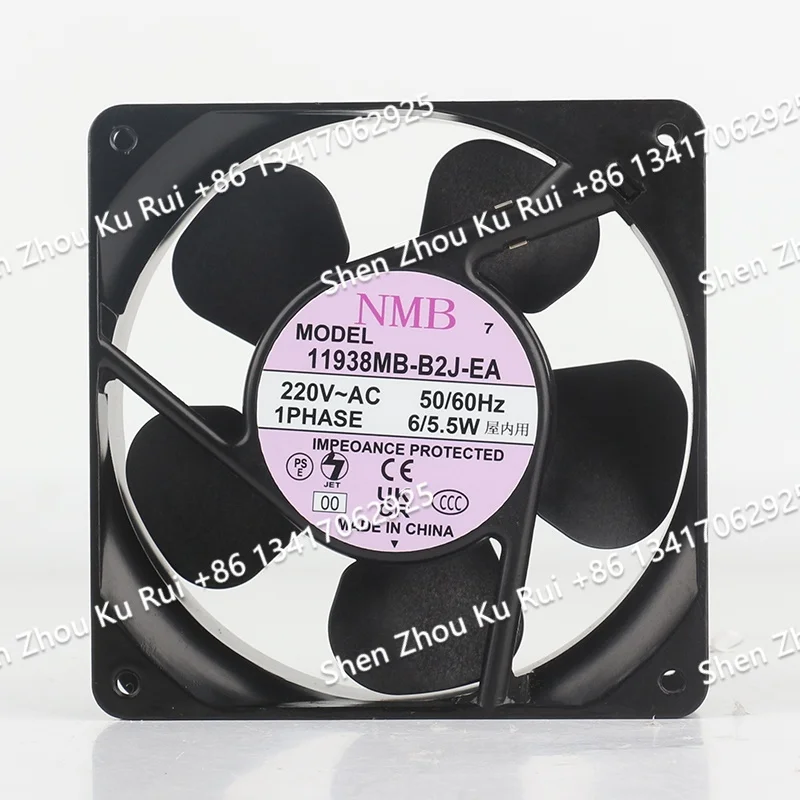 Вентилятор охлаждения 11938MB-B2J-EA Оригинальный Mebea NMB 200V 230V 240V AC 220V 6/5.5W DC EC 12038 120X120X38MM 12CM для шкафов, алюминиевая рама