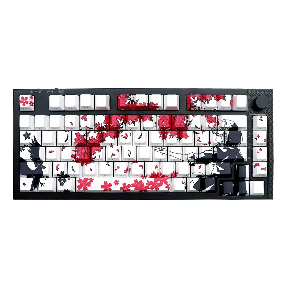 Imagem -05 - Cereja Pbt Double Shot Side Imprimir Brilho Backlit Keycaps Apto para Teclado Mecânico mx Raven Sakura 108 96 87 Nj80 84 68 64 61