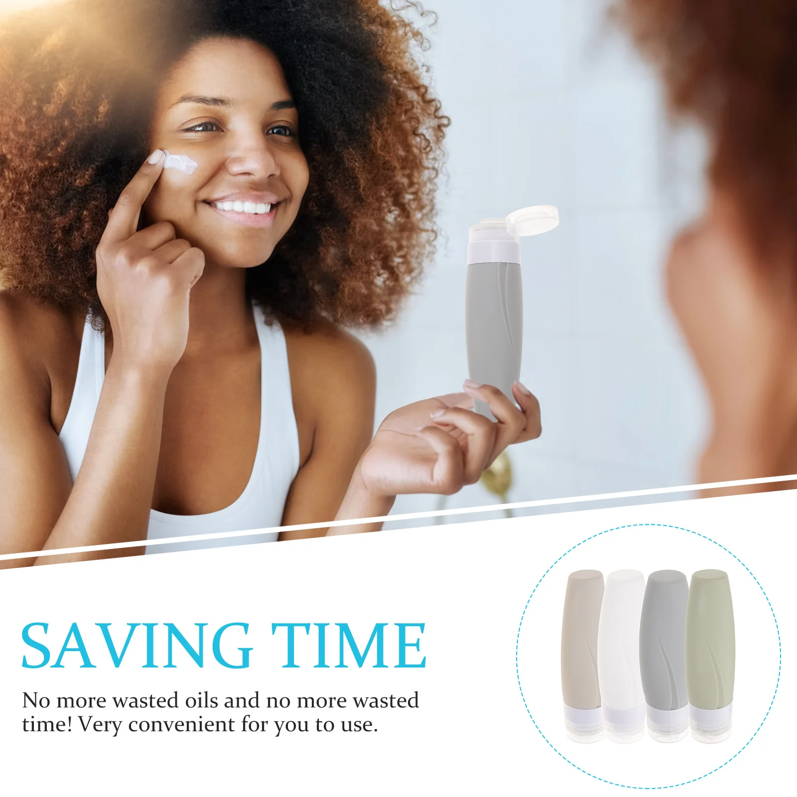 

4Pcs Travel Size Bottles Leak Proof Design Squeeze Shampoo Conditioner Lotion Refillable Lightweight Durable Easy Carry