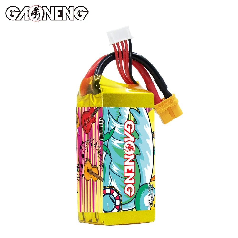 Batería de litio GAONENG GNB 4S 14,8 V 1550 mAh 140C con conector XT60, adecuada para drones FPV y cuadricópteros.