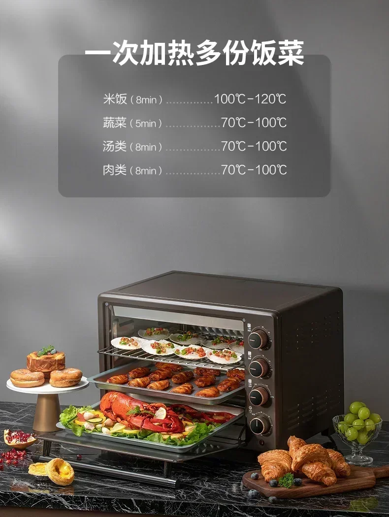 Horno eléctrico multifunción para hornear pasteles, horno eléctrico de gran capacidad, temperatura, 38L