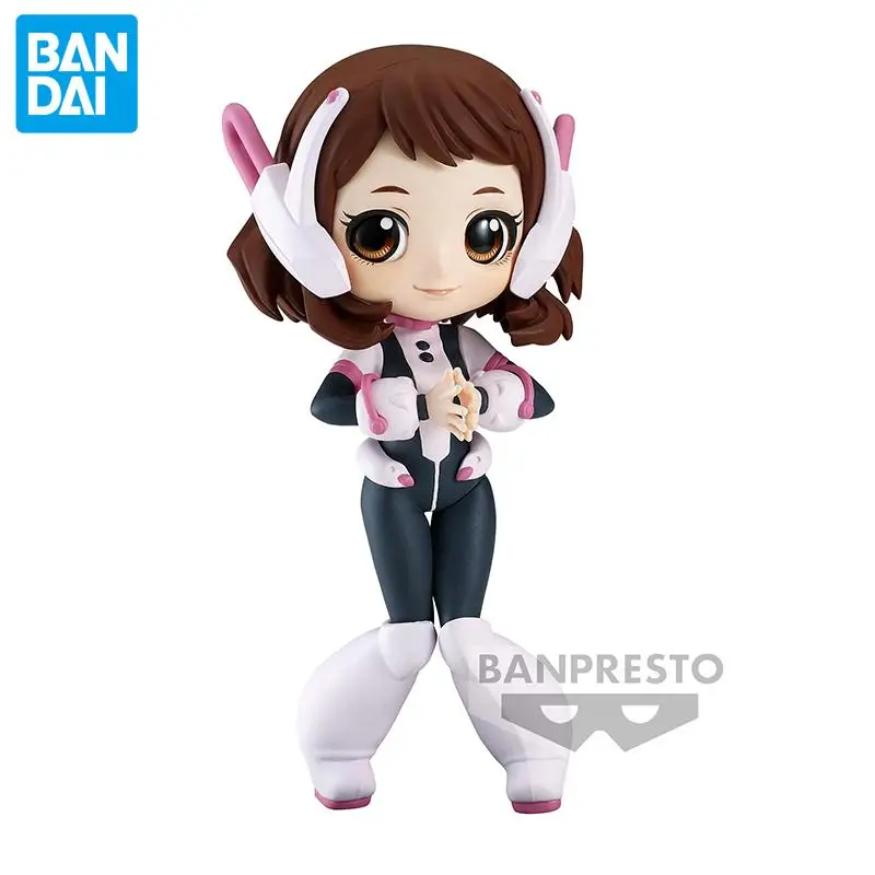 Bandai Original My Hero Academia Anime Figure 14Cm Ochaco Uraraka Q Posket Figure Toys for Kids Gift Collectible Model Ornaments