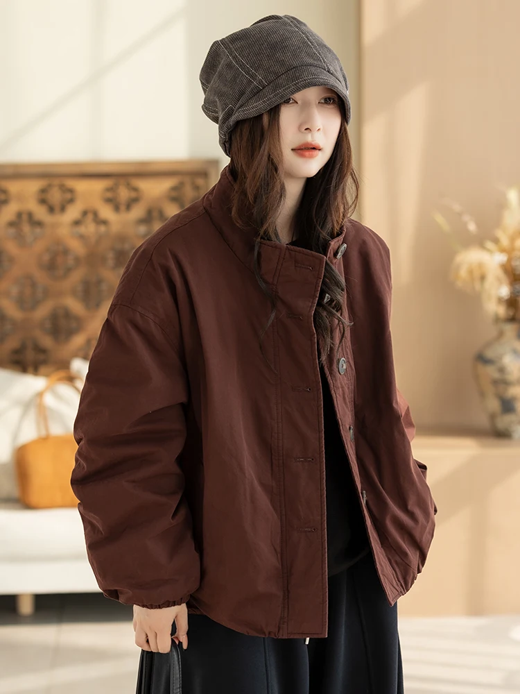 

Cyu 00% Cotton Oversized Jaet Women's Autumn Winter New Sle Commute Faion Matching Vintage Cotton Coat Women