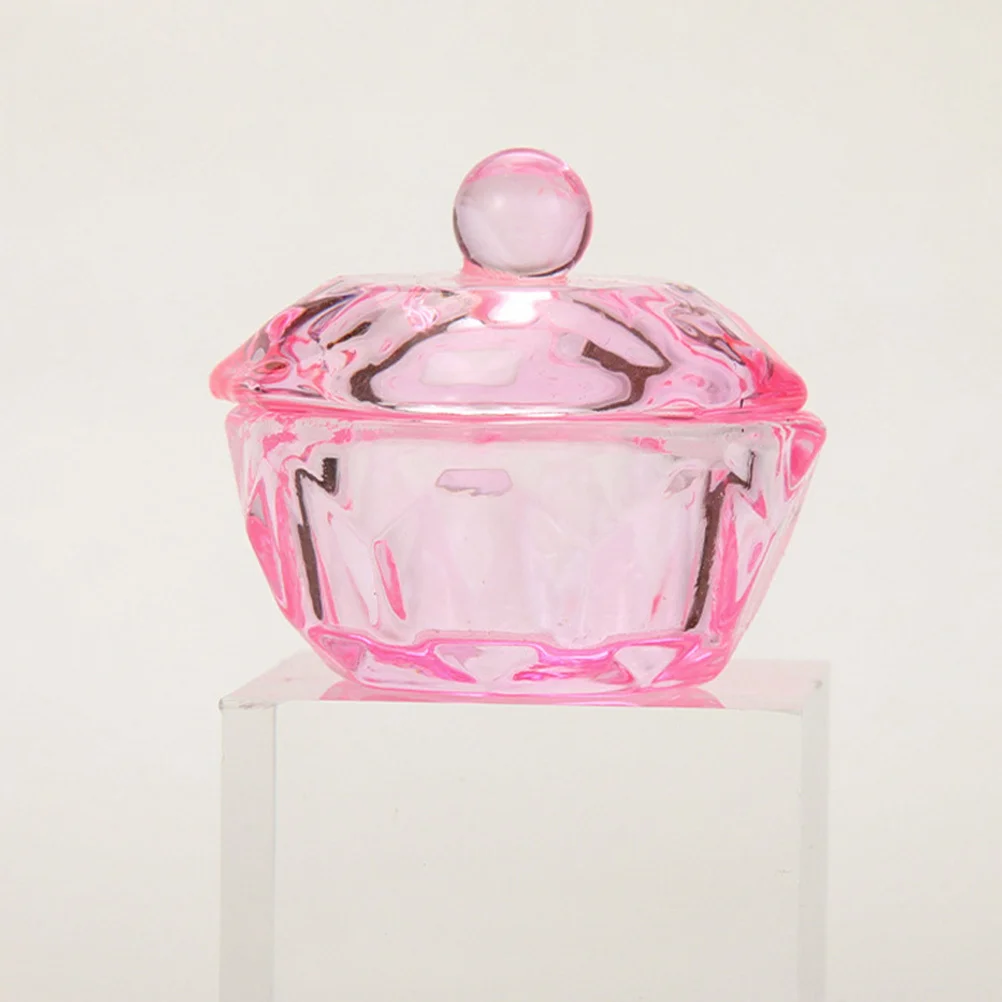 Soporte de monómero de cristal rosa para uñas, plato Dappen con tapa, contenedor de líquidos acrílicos, almacenamiento de polvo acrílico, herramientas para uñas, 2 uds.