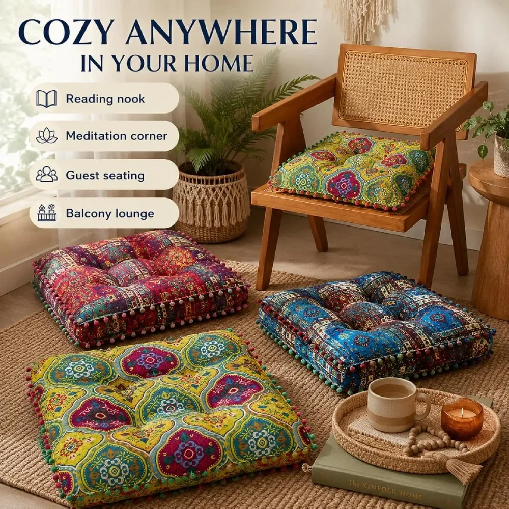 1/2PCS Thick Cushions for Living Room Bedroom Dining Soft and Comfortable Moroccan Chair Cushion Tatami Mat Pillow Puff Cushion