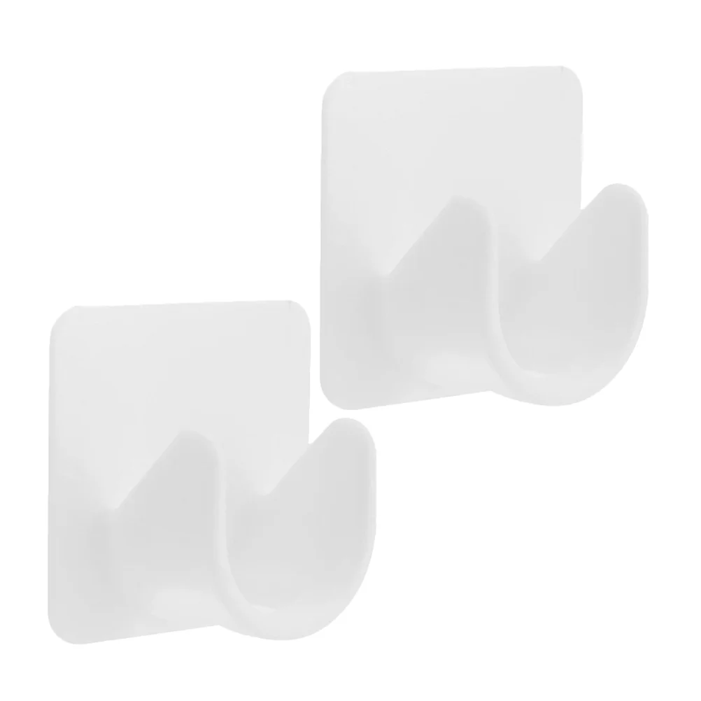 2 Pcs Door Curtain Rod Holder Adhesive Mount No Drilling Retainer for Bathroom Shower Curtain Pole Hanger White Wall Mount