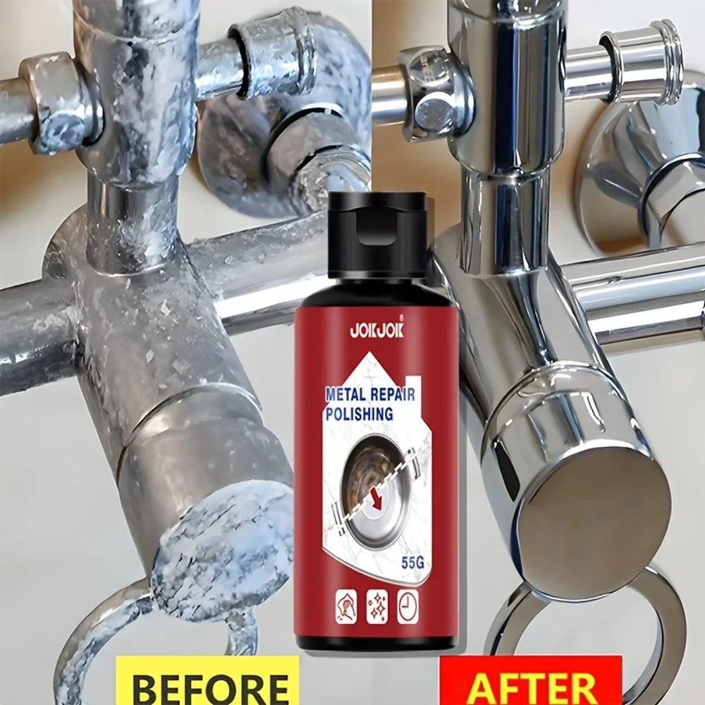 كريم ترميم معدني فاخر 55 جيجا عالمي للحمام والمطبخ من الفولاذ المقاوم للصدأ والكروم - سهل الاستخدام لتجديد المعادن