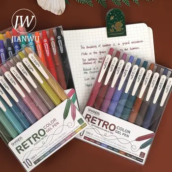 建武 10支/套 復古馬卡龍彩色按壓式凝膠筆套裝 0.5mm 書寫流暢 創意日記 學生文具用品 6 最佳銷售 建武官方店 - №6
