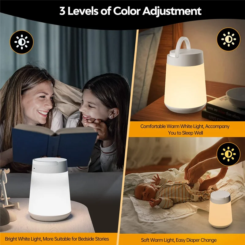 Luce notturna per bambini, luce notturna per bambini con sensore tattile a LED per l'allattamento al seno e l'aiuto al sonno, lampada per la scuola materna con regolazione continua-AT64