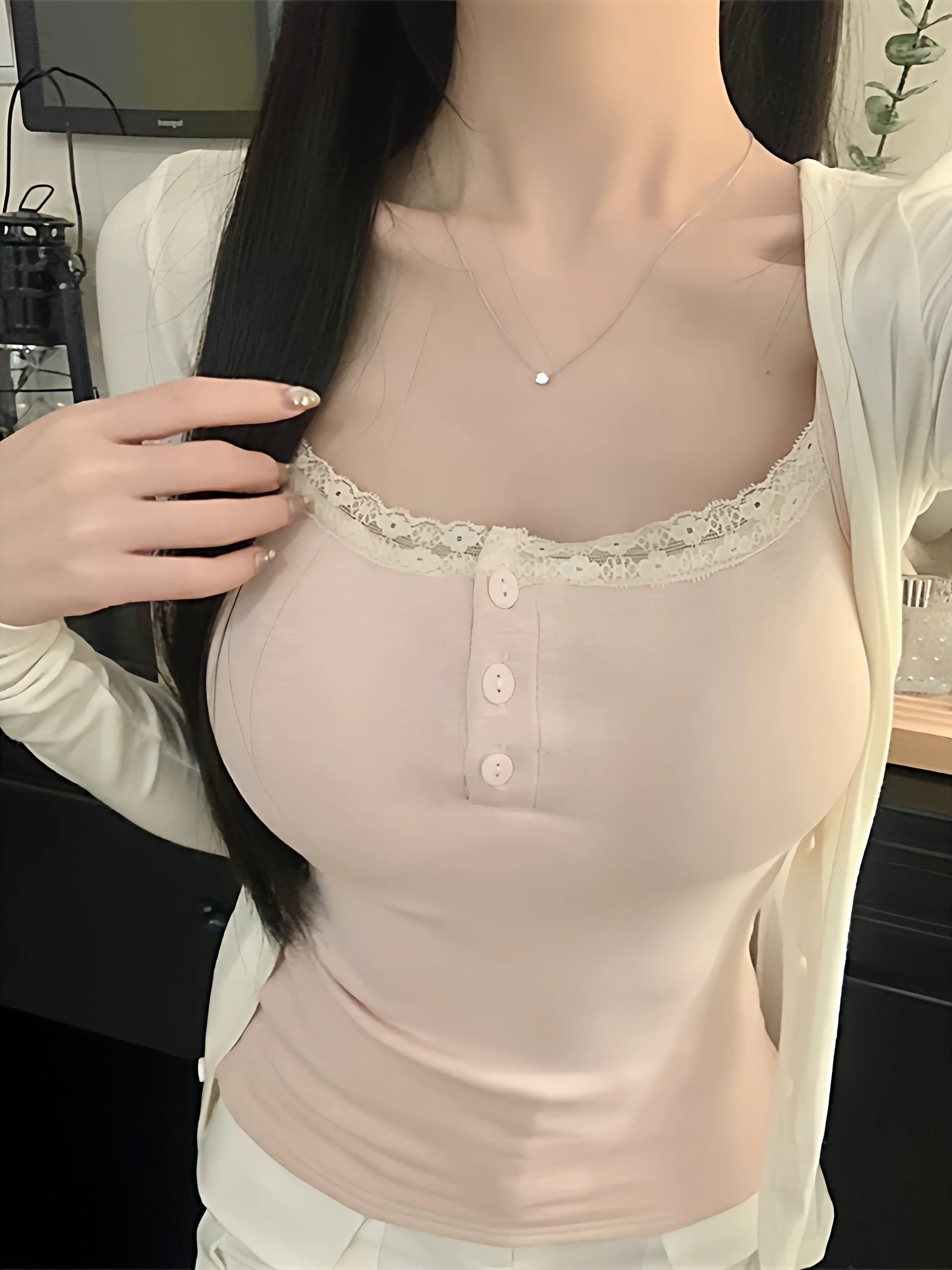 Women's Lace Crop Top Tank Vest 95% Cotton Spring Summer New Style plus Size Outerwear Inner Match Slim Fit Pure Desire Shirt