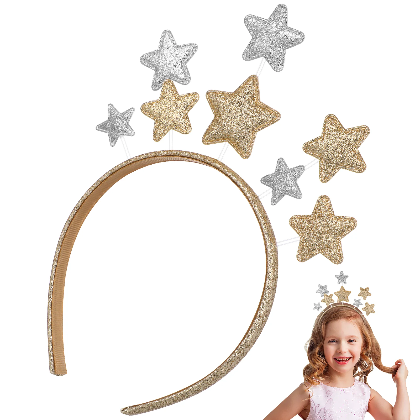 

Hair Hoop Halloween Costumes Bridal Outfits Pentagram Party Supplies Headband Woman Child Gold Clips